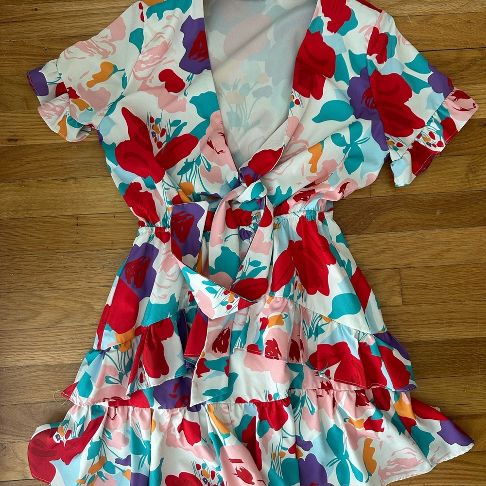 Petal and Pup Floral Dress with Ruffle Hem